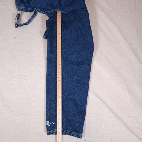 Vintage Revolt Floral Embroidered Denim Overalls Size 18 Y2K 90s Festival Retro - Picture 7 of 11